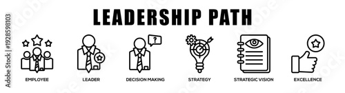 Leadership Path web banner icon illustration concept