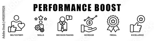 Performance Boost web banner icon illustration concept