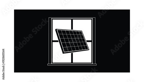 Solar panel installed on a modern window for renewable energy