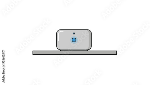 Modern smart home security camera on shelf