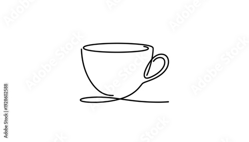 Simple line drawing of a cup and saucer