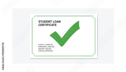 Approved student loan certificate with green checkmark
