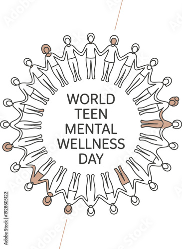 World teen mental wellness day circle of people holding hands concept Logo