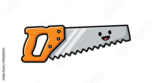 Cute kawaii cartoon hand saw character illustration isolated on white background