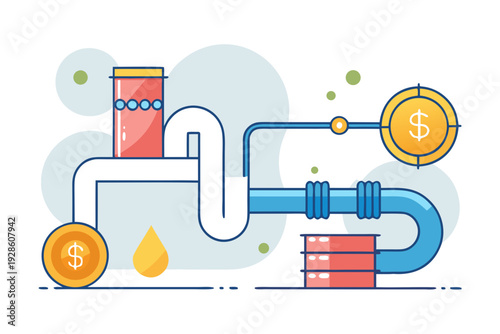 Minimal flat of abstract pipeline with money coin dollar