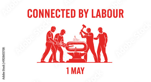 Labour day, connected by labour, 1 May vector icon