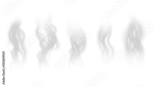 Realistic steam or smoke on hot tea, coffee, food. PNG Stock royalty free.	