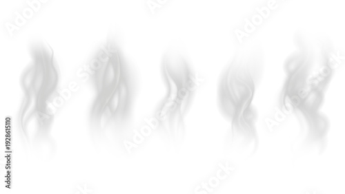 Realistic steam or smoke on hot tea, coffee, food. PNG Stock royalty free.	