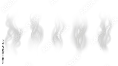 Realistic steam or smoke on hot tea, coffee, food. PNG Stock royalty free.	