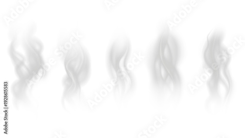 Realistic steam or smoke on hot tea, coffee, food. PNG Stock royalty free.	