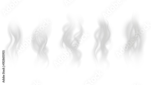 Realistic steam or smoke on hot tea, coffee, food. PNG Stock royalty free.	