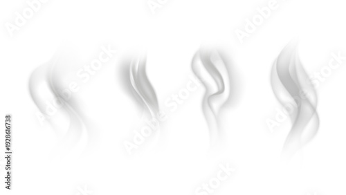 Realistic steam or smoke on hot tea, coffee, food. PNG Stock royalty free.	