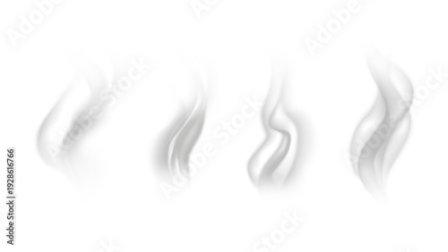 Realistic steam or smoke on hot tea, coffee, food. PNG Stock royalty free.	