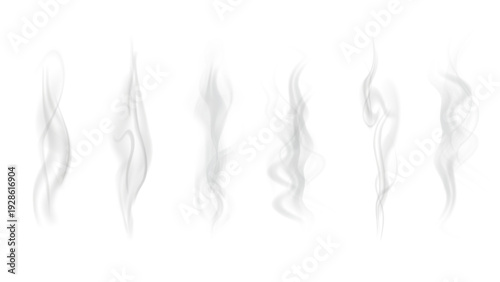 Realistic steam or smoke on hot tea, coffee, food. PNG Stock royalty free.	
