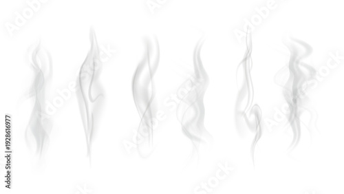 Realistic steam or smoke on hot tea, coffee, food. PNG Stock royalty free.	