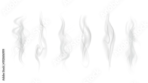 Realistic steam or smoke on hot tea, coffee, food. PNG Stock royalty free.	