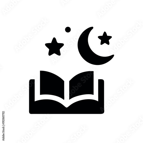 Clean silhouette pictogram of a bedtime story book for night reading Vector illustration