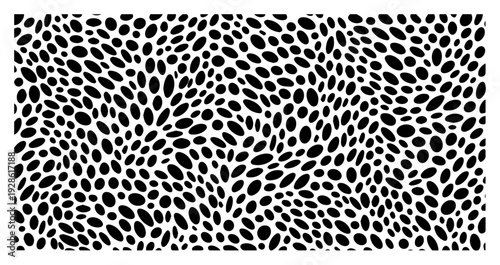 Abstract Organic Seed Pattern Background Vector, Hand Drawn Oval Shapes Texture Illustration, Minimalist Black and White Graphic Design