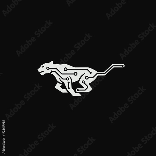 White Jaguar Circuit Board Design Illustration 2.