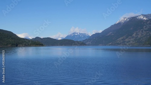 Harrison Lake near Harrison Hot Springs during a winter season in the Fraser Valley of British Columbia, Canada