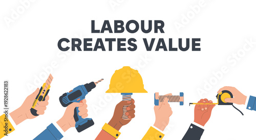 Labour creates value icon set