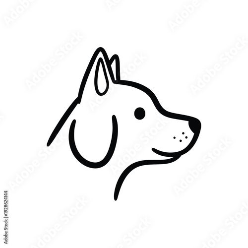 A minimalist line drawing of a cheerful brown dog with floppy ears