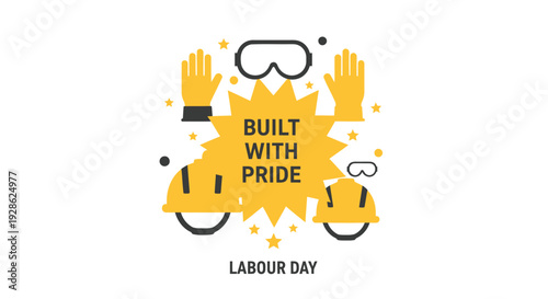 Labour Day icon with Built With Pride text vector