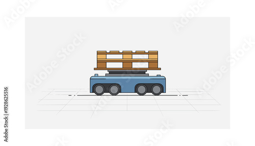 Autonomous robot efficiently transporting goods on pallet in modern logistics
