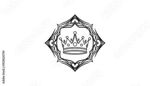 Elegant crown symbol with ornate heart shaped frame
