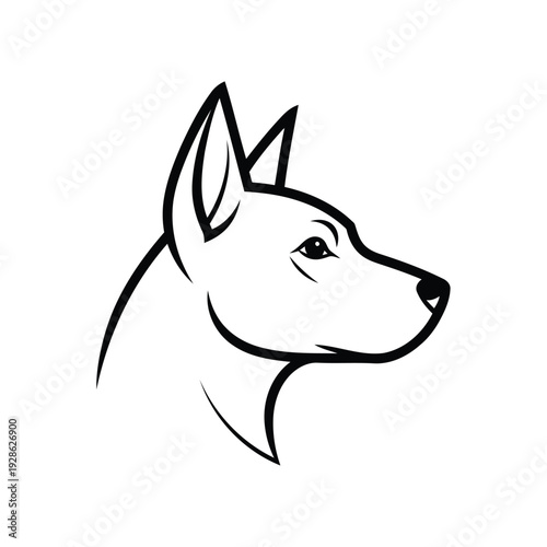 A sleek line drawing of a boxer dog facing to the right