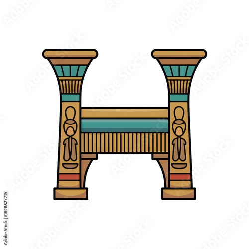 Ancient Egyptian Pharaoh Throne Hieroglyphics Vector