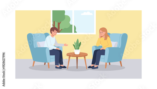 Therapist and patient in counseling session at home