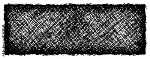 Dense dark cross hatch texture frame in detailed hand drawn etching style