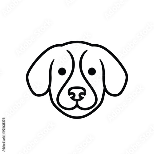 A simple and charming line drawing of a cheerful beagle dog face
