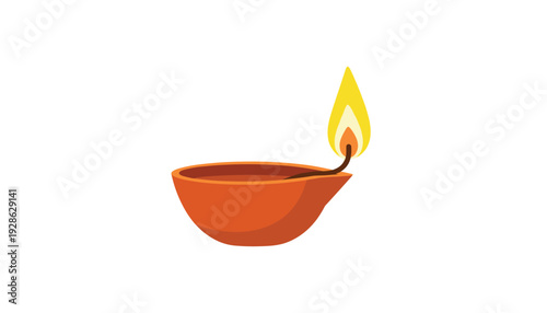 Vibrant clay lamp with warm glowing flame
