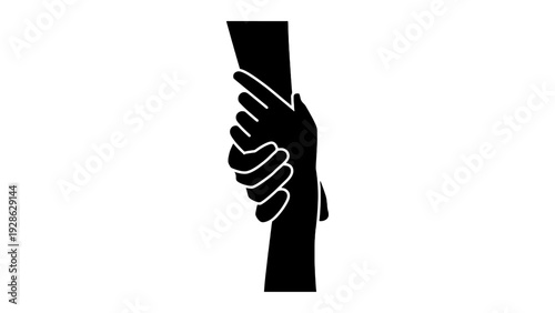 Strong partnership and teamwork symbol showing a hand grabbing a wrist for support.