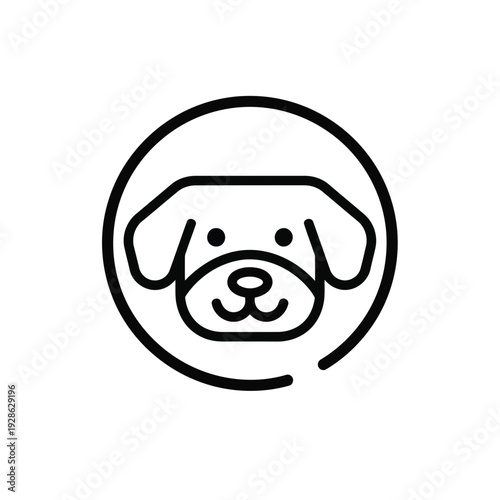 A simple and cute doodle of a dog with a round face and floppy ears inside a circle