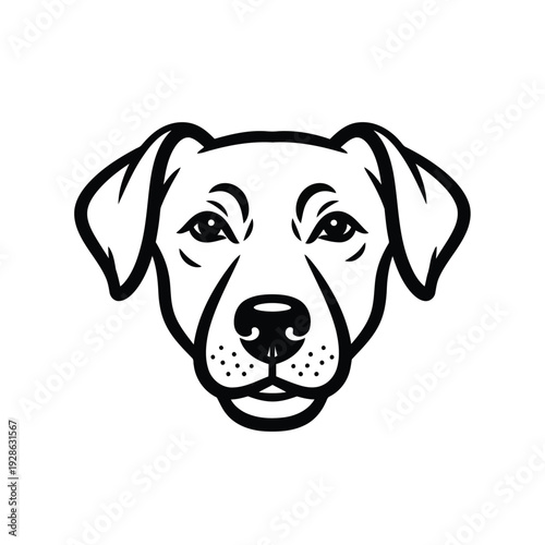 A friendly cartoon depiction of a loyal and attentive labrador dog face