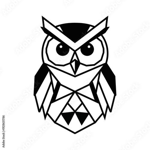 Geometric Owl Illustration, Minimalist Bird Design, Modern Line Art