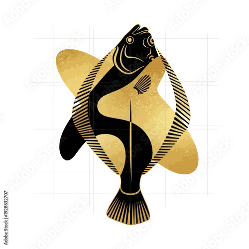 Stylized Golden Flounder Fish Illustration