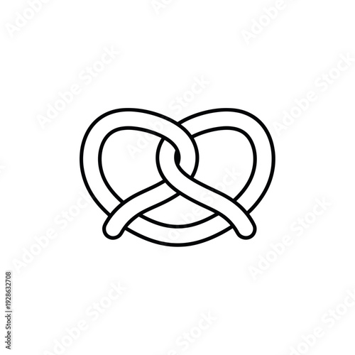 Simple Pretzel Icon Vector - Baked Snack Food Symbol