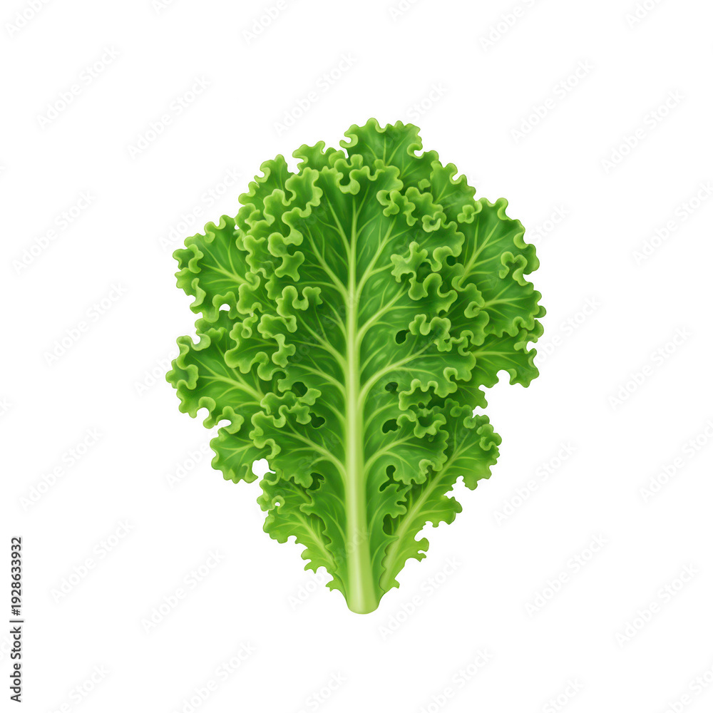 Fototapeta premium 3D rendered green kale leaf isolated on transparent background