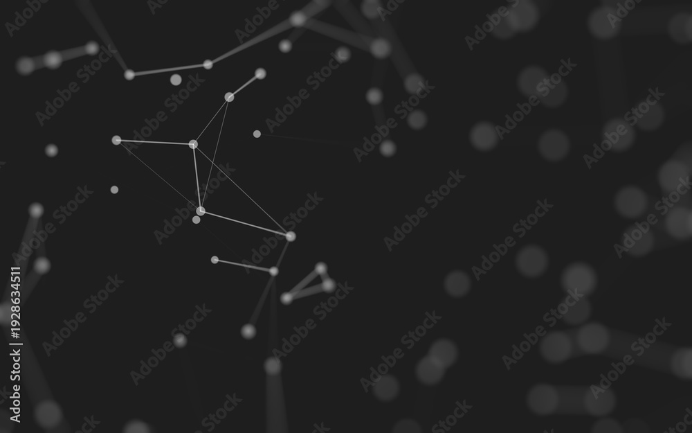 Fototapeta premium Abstract background. Molecules technology with polygonal shapes, connecting dots and lines. Connection structure. Big data visualization.