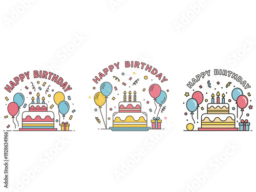 Birthday logo vector Illustration