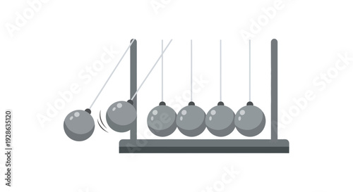 Newton's Cradle Image, Vector Illustration, Physics Concept, Science Education, Energy Transfer