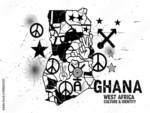 Ghana black and white grunge poster Vector
