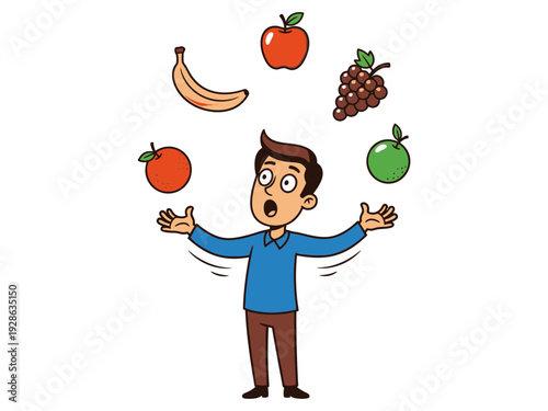 Juggling Fresh Fruits Vector