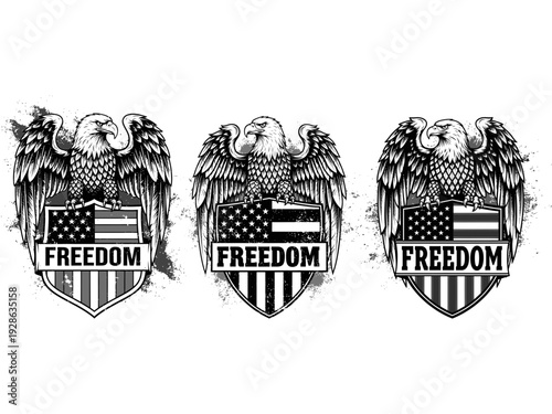Illustrations of an eagle freedom logo vector