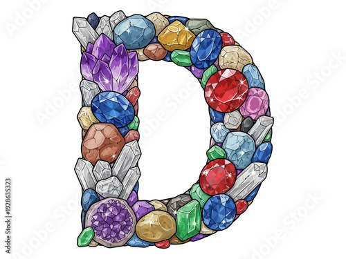 The letter D made from different stones vector