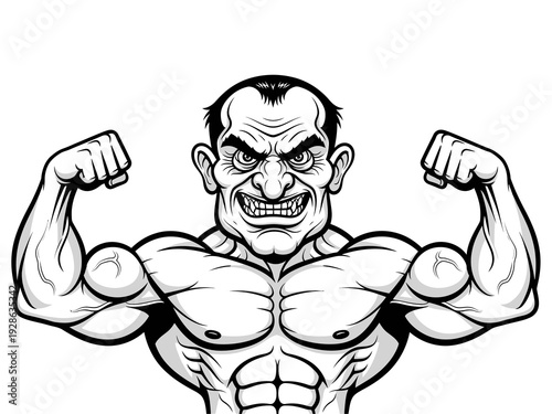 Ugly guy mascular Vector Illustration